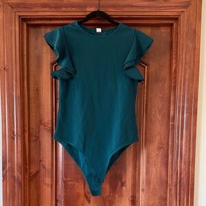 Teal Ruffled Bodysuit